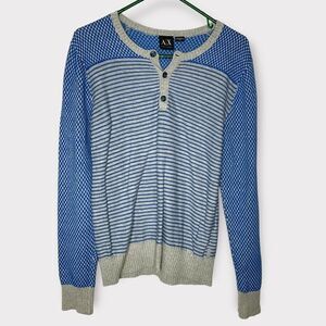ARMANI EXCHANGE Pull-on Crew Neck Knit Blue Gray Sweater‎ Men's Size Medium.